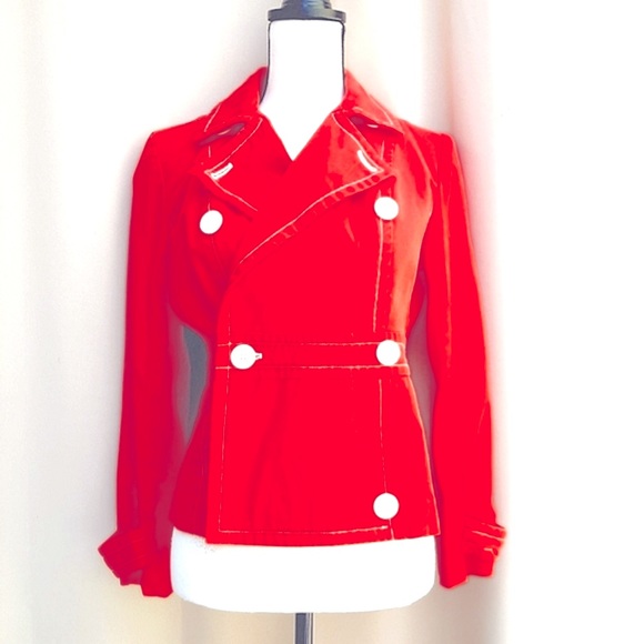 BANDOLINO -ADORBS-double breasted jacket, fire engine 🚒 red, white buttons! 🥰 - Picture 1 of 7